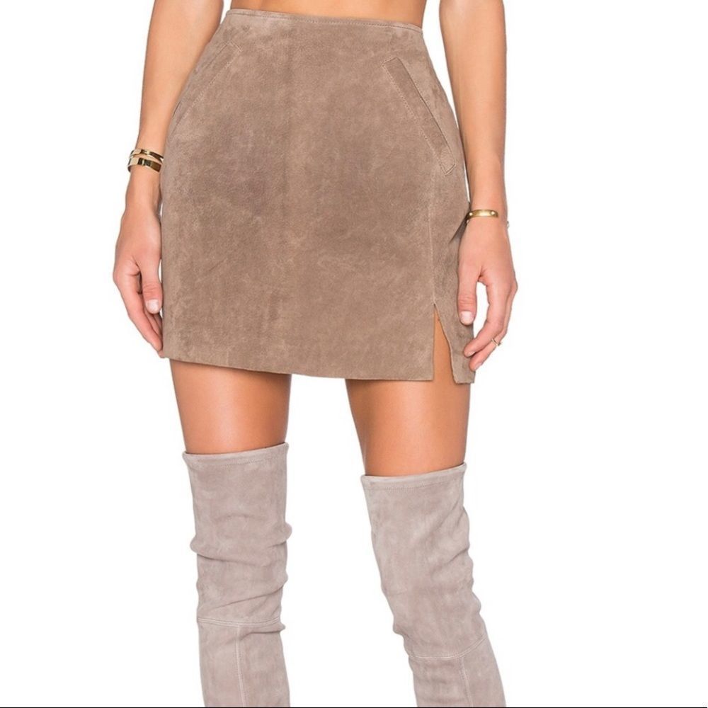 Blank NYC French Taupe Suede Skirt, Size 28 NWT